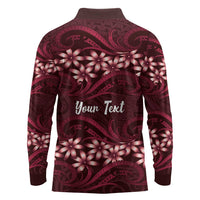 Personalised Cook Islands Mangaia Long Sleeve Polo Shirt Tiare Maori Polynesian Waves Tattoo LT14 - Polynesian Pride