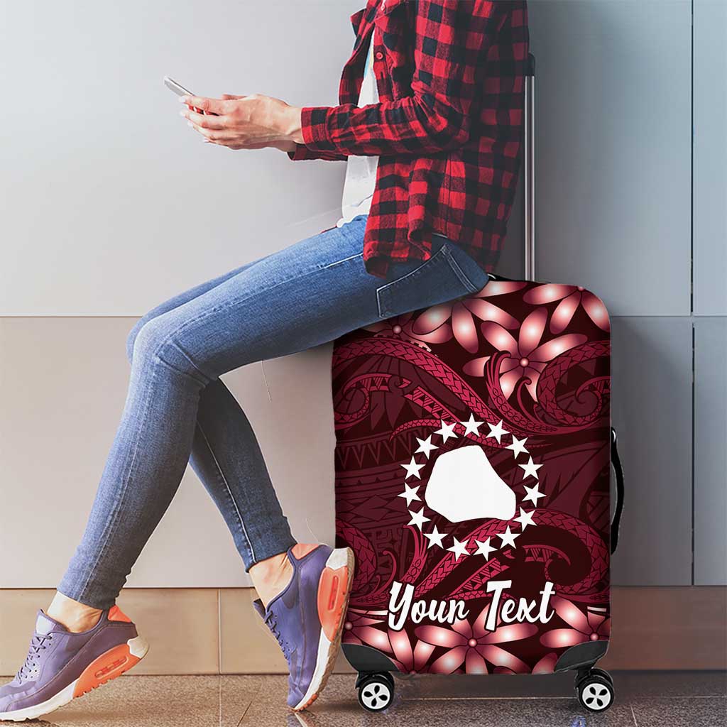 Personalised Cook Islands Mangaia Luggage Cover Tiare Maori Polynesian Waves Tattoo