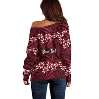 Personalised Cook Islands Mangaia Off Shoulder Sweater Tiare Maori Polynesian Waves Tattoo LT14 - Polynesian Pride
