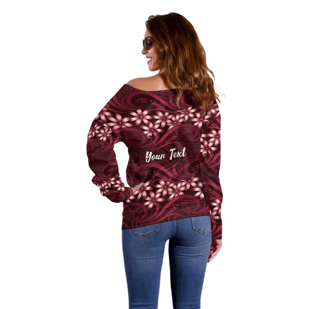 Personalised Cook Islands Mangaia Off Shoulder Sweater Tiare Maori Polynesian Waves Tattoo LT14 - Polynesian Pride