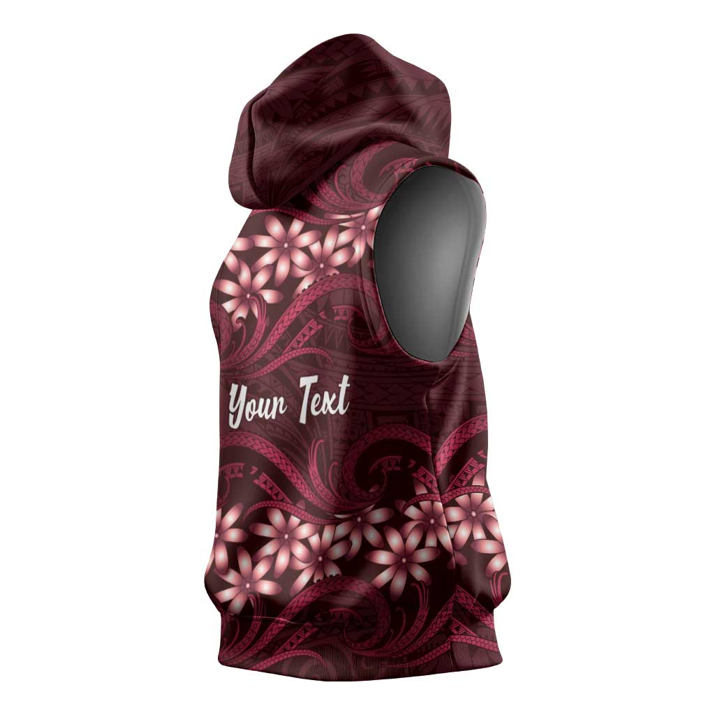 Personalised Cook Islands Mangaia Sleeveless Hoodie Tiare Maori Polynesian Waves Tattoo LT14 - Polynesian Pride