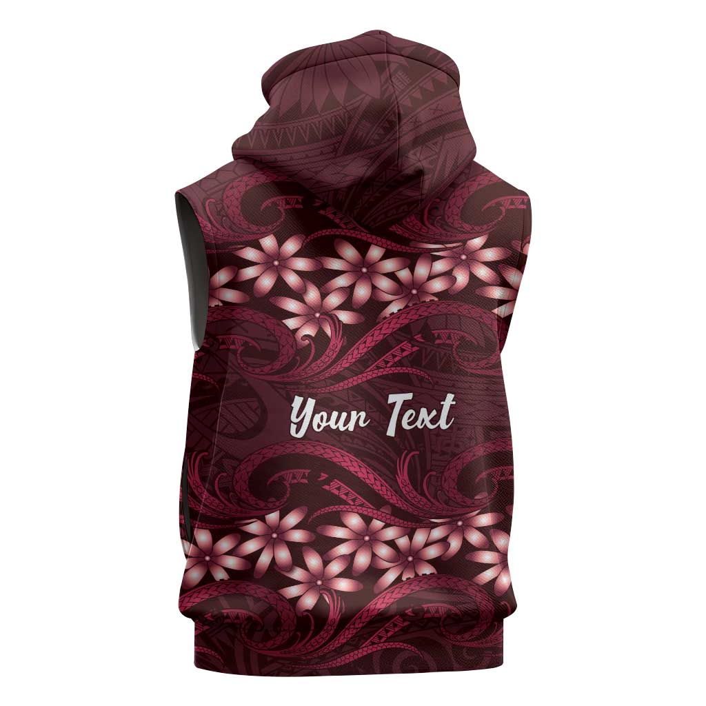 Personalised Cook Islands Mangaia Sleeveless Zip Hoodie Tiare Maori Polynesian Waves Tattoo LT14 - Polynesian Pride