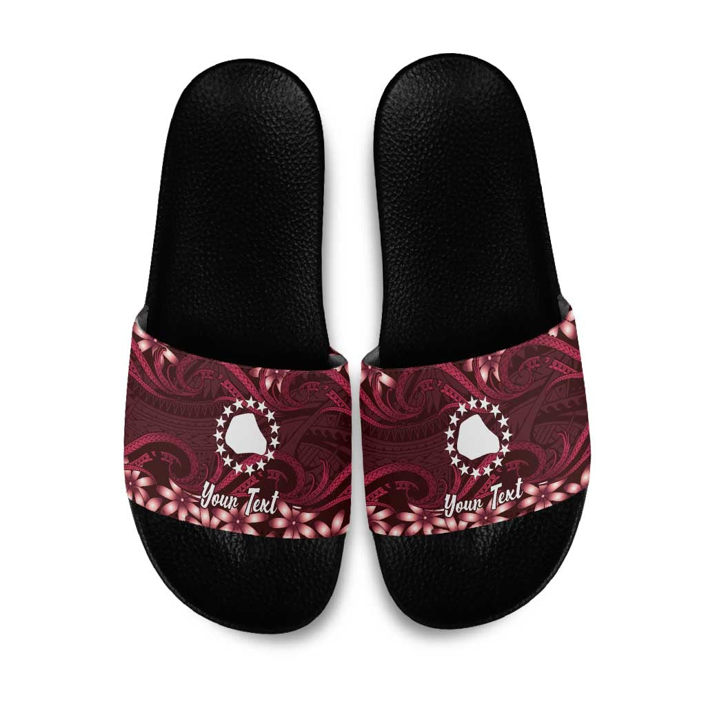 Personalised Cook Islands Mangaia Slide Sandals Tiare Maori Polynesian Waves Tattoo LT14 Burgundy - Polynesian Pride