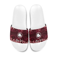 Personalised Cook Islands Mangaia Slide Sandals Tiare Maori Polynesian Waves Tattoo LT14 Burgundy - Polynesian Pride