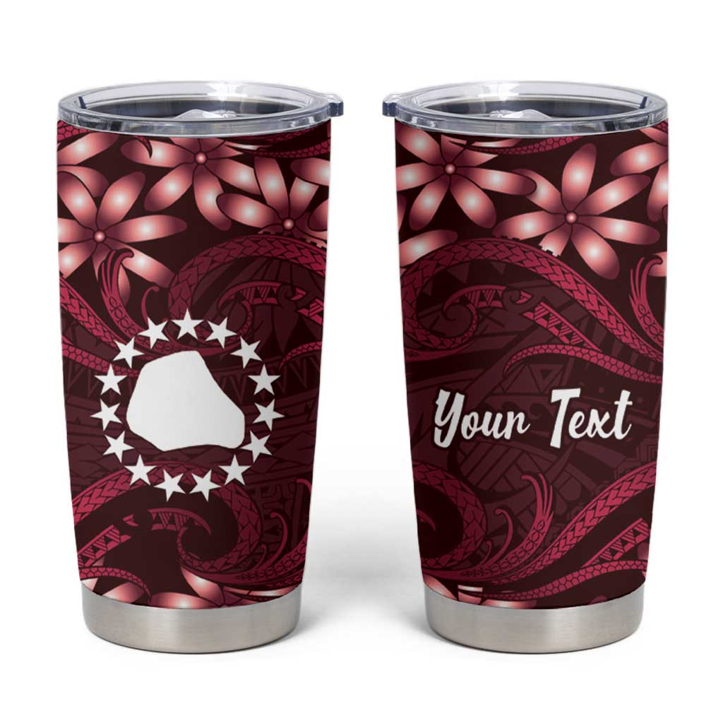 Personalised Cook Islands Mangaia Tumbler Cup Tiare Maori Polynesian Waves Tattoo