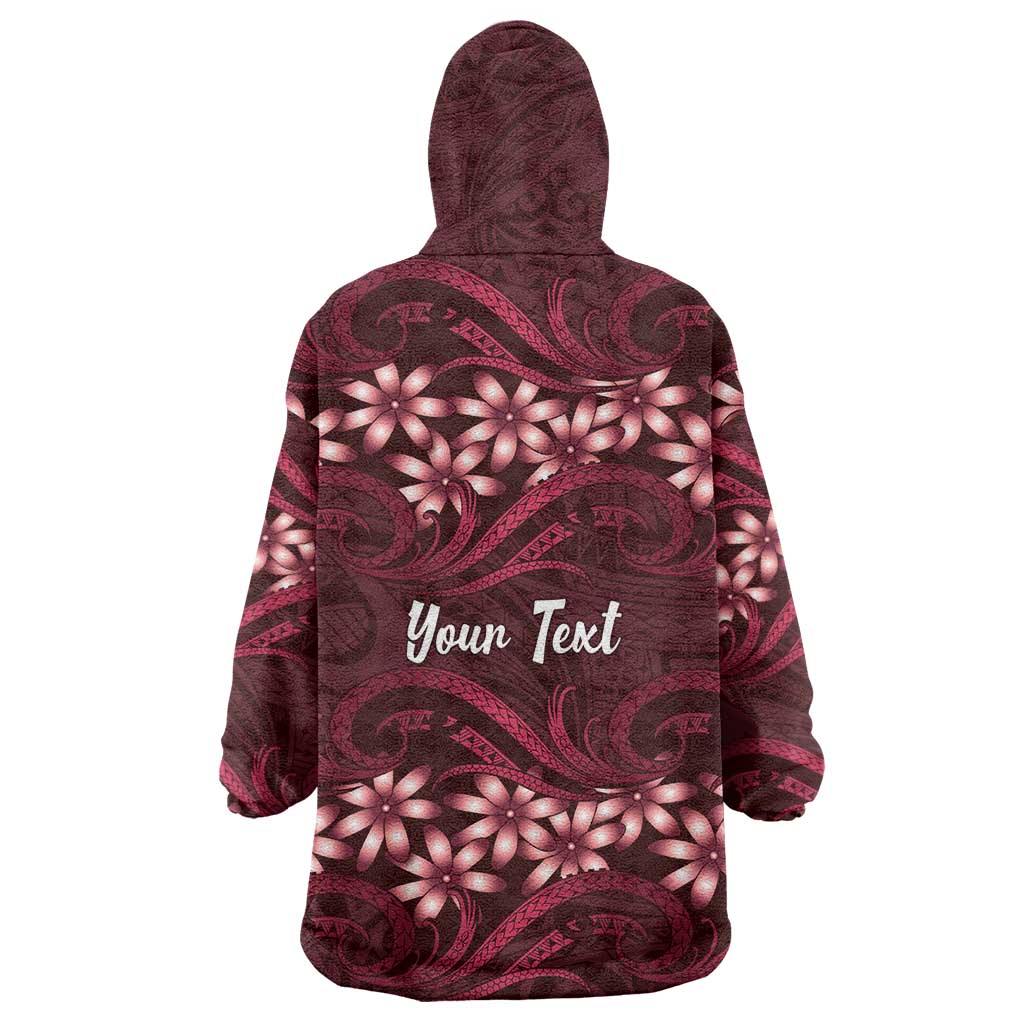 Personalised Cook Islands Mangaia Wearable Blanket Hoodie Tiare Maori Polynesian Waves Tattoo LT14 - Polynesian Pride