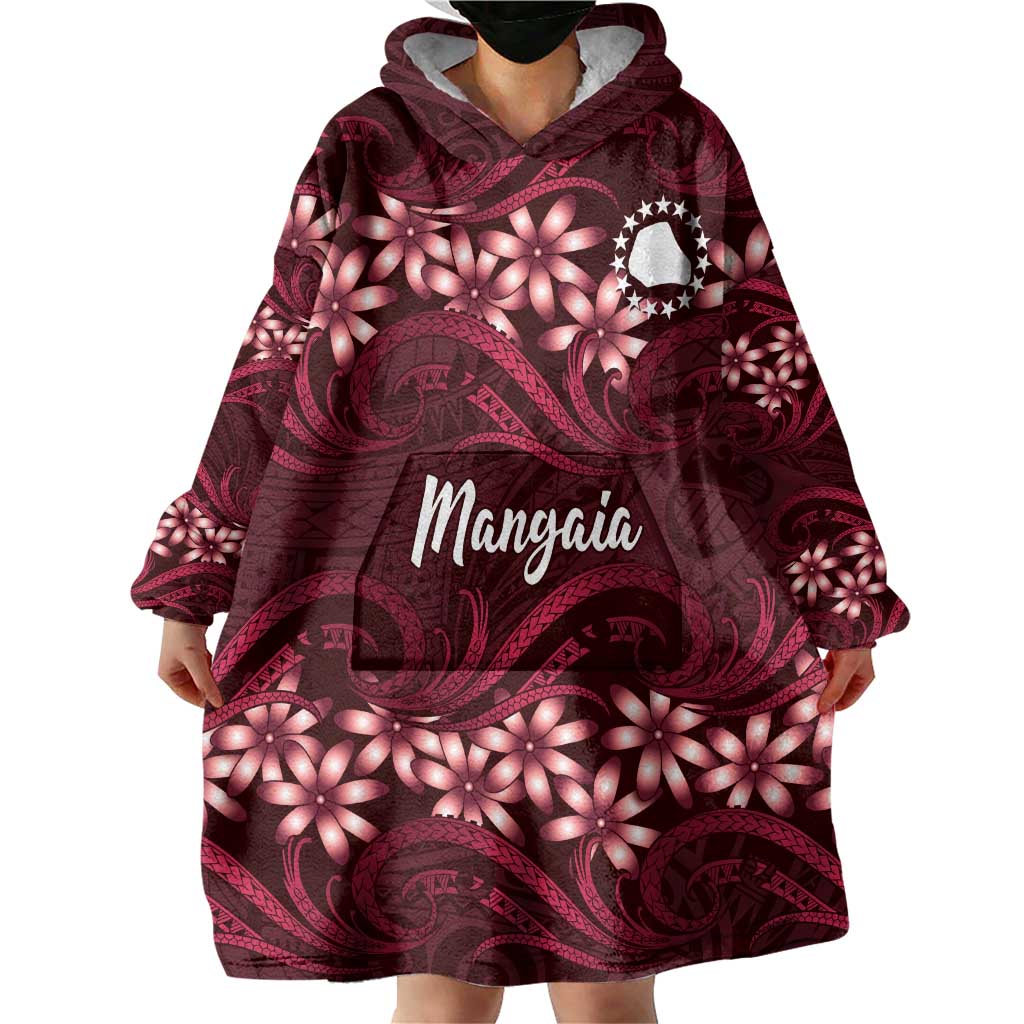 Personalised Cook Islands Mangaia Wearable Blanket Hoodie Tiare Maori Polynesian Waves Tattoo LT14 - Polynesian Pride