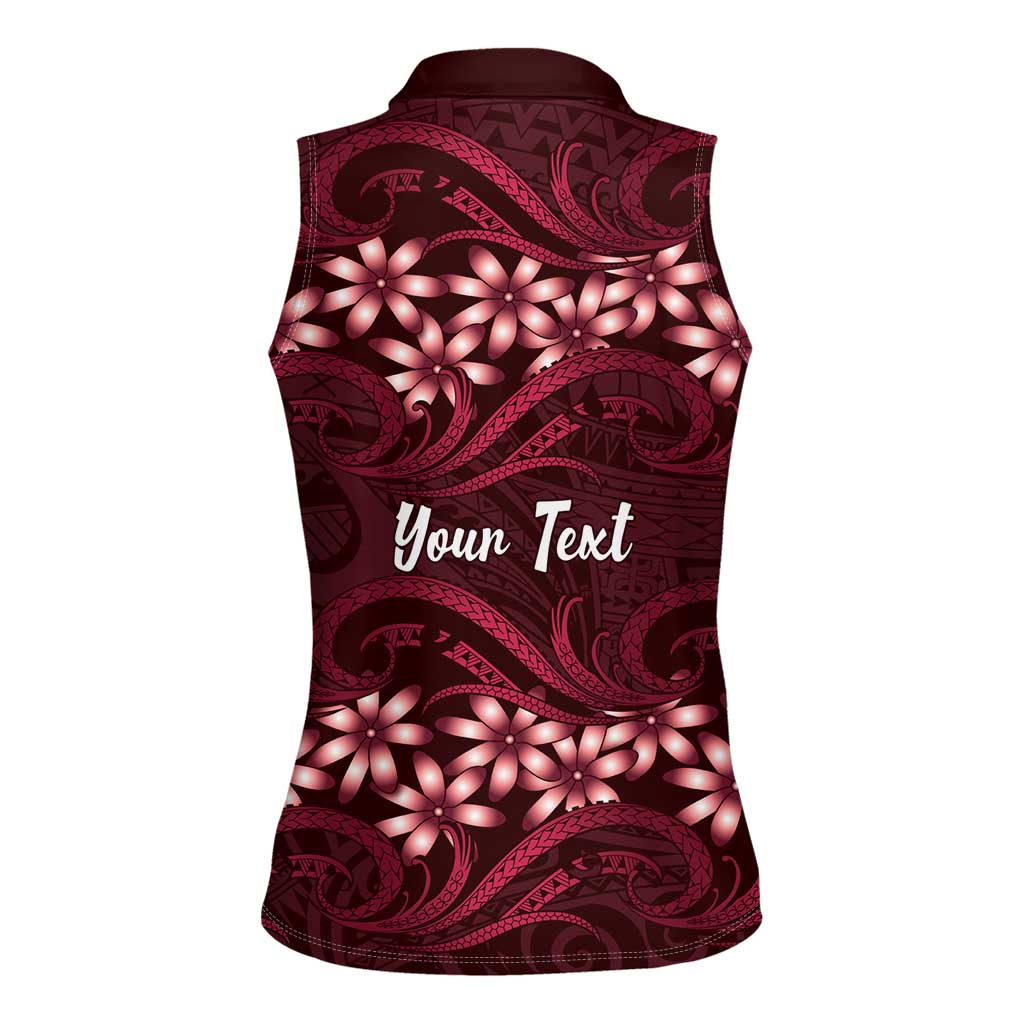 Personalised Cook Islands Mangaia Women Sleeveless Polo Shirt Tiare Maori Polynesian Waves Tattoo LT14 - Polynesian Pride
