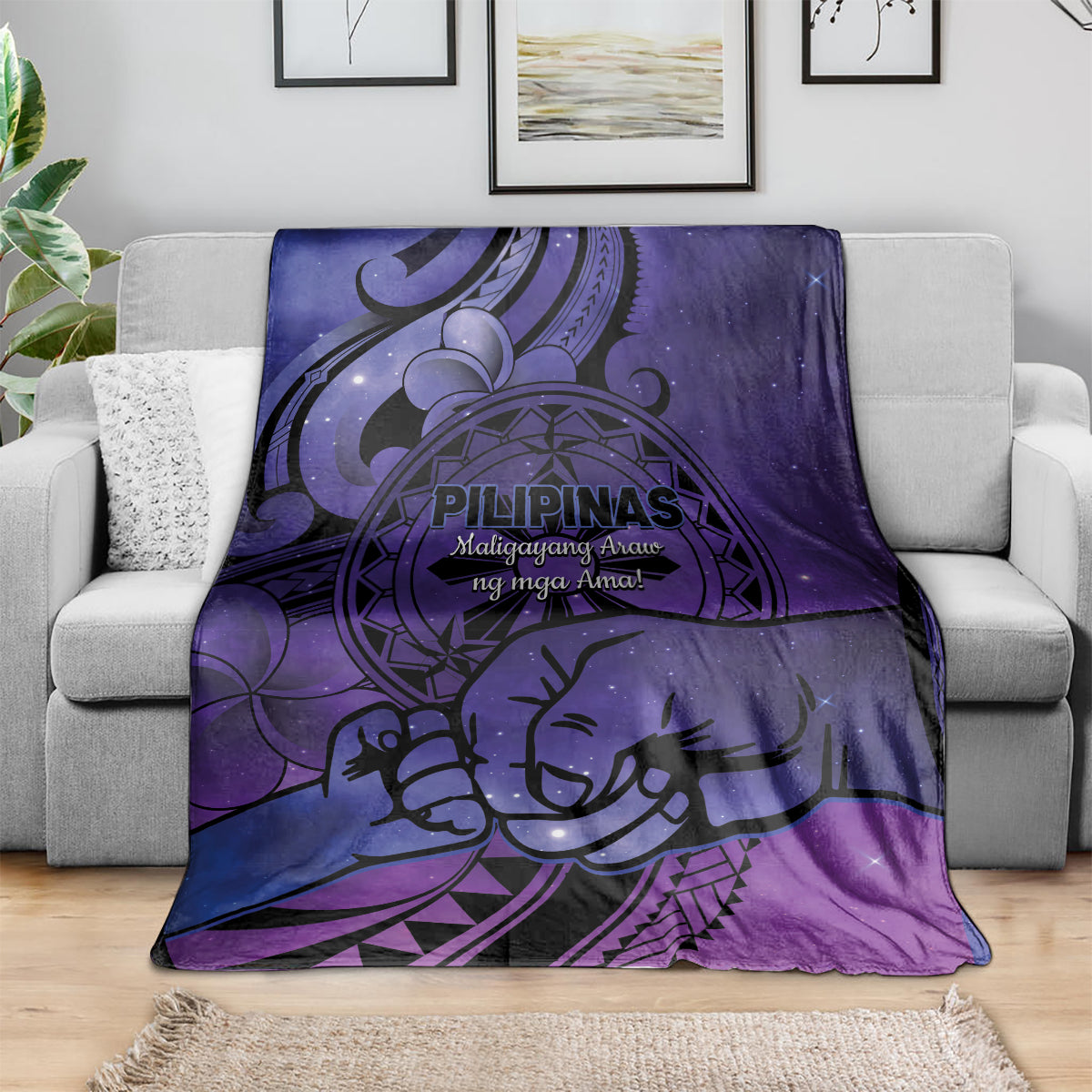 Philippines Father's Day Blanket Polynesian Tattoo Galaxy Vibes