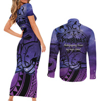 Philippines Father's Day Couples Matching Short Sleeve Bodycon Dress and Long Sleeve Button Shirt Polynesian Tattoo Galaxy Vibes LT14 - Polynesian Pride