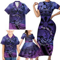 Philippines Father's Day Family Matching Short Sleeve Bodycon Dress and Hawaiian Shirt Polynesian Tattoo Galaxy Vibes LT14 - Polynesian Pride