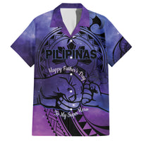 Philippines Father's Day Family Matching Short Sleeve Bodycon Dress and Hawaiian Shirt Polynesian Tattoo Galaxy Vibes LT14 Dad's Shirt - Short Sleeve Blue - Polynesian Pride