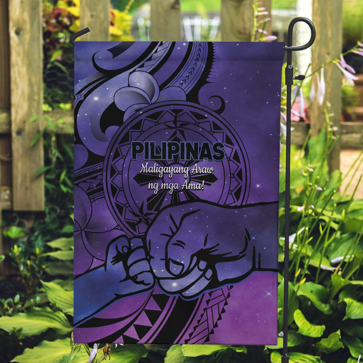 Philippines Father's Day Garden Flag Polynesian Tattoo Galaxy Vibes LT14 Garden Flag Blue - Polynesian Pride