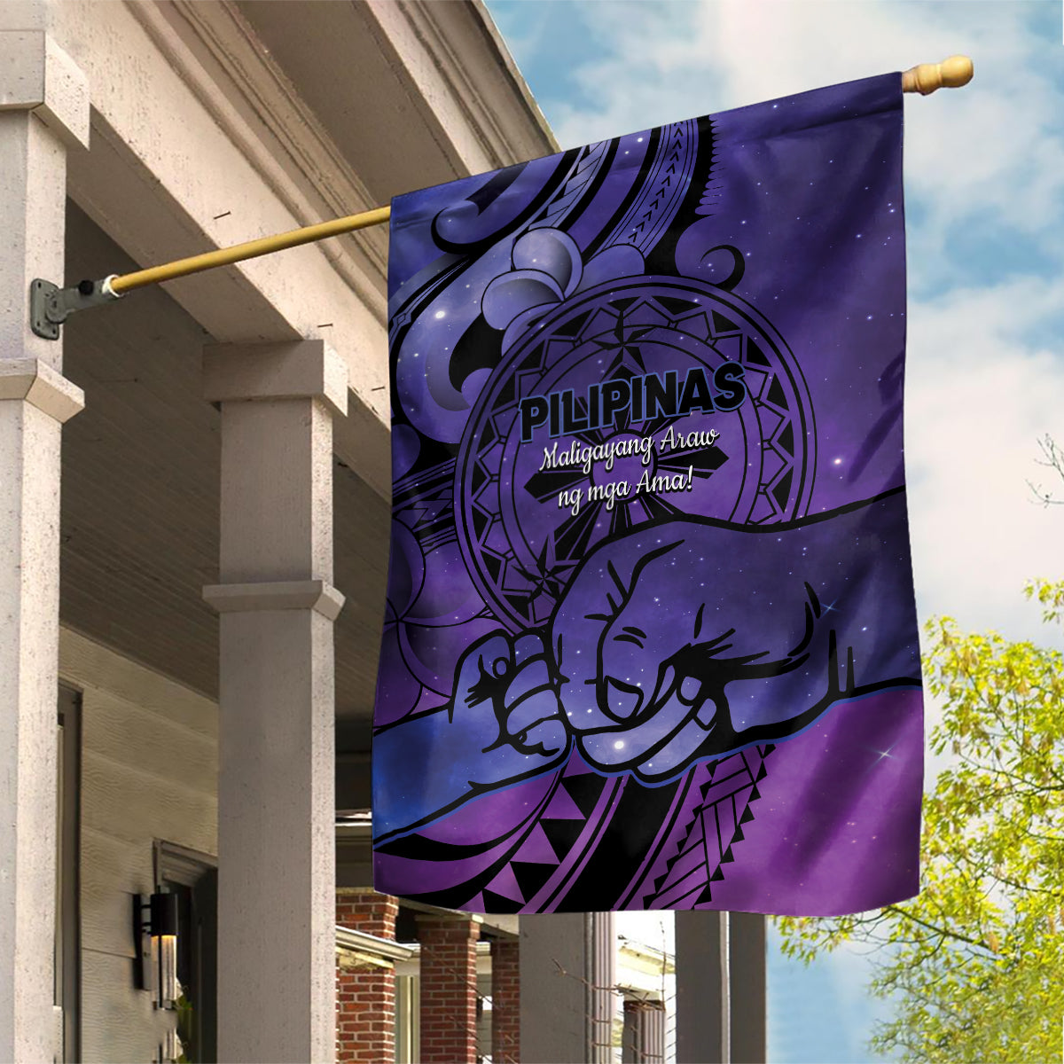Philippines Father's Day Garden Flag Polynesian Tattoo Galaxy Vibes LT14 House Flag Blue - Polynesian Pride