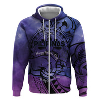 Philippines Father's Day Hoodie Polynesian Tattoo Galaxy Vibes LT14 Zip Hoodie Blue - Polynesian Pride
