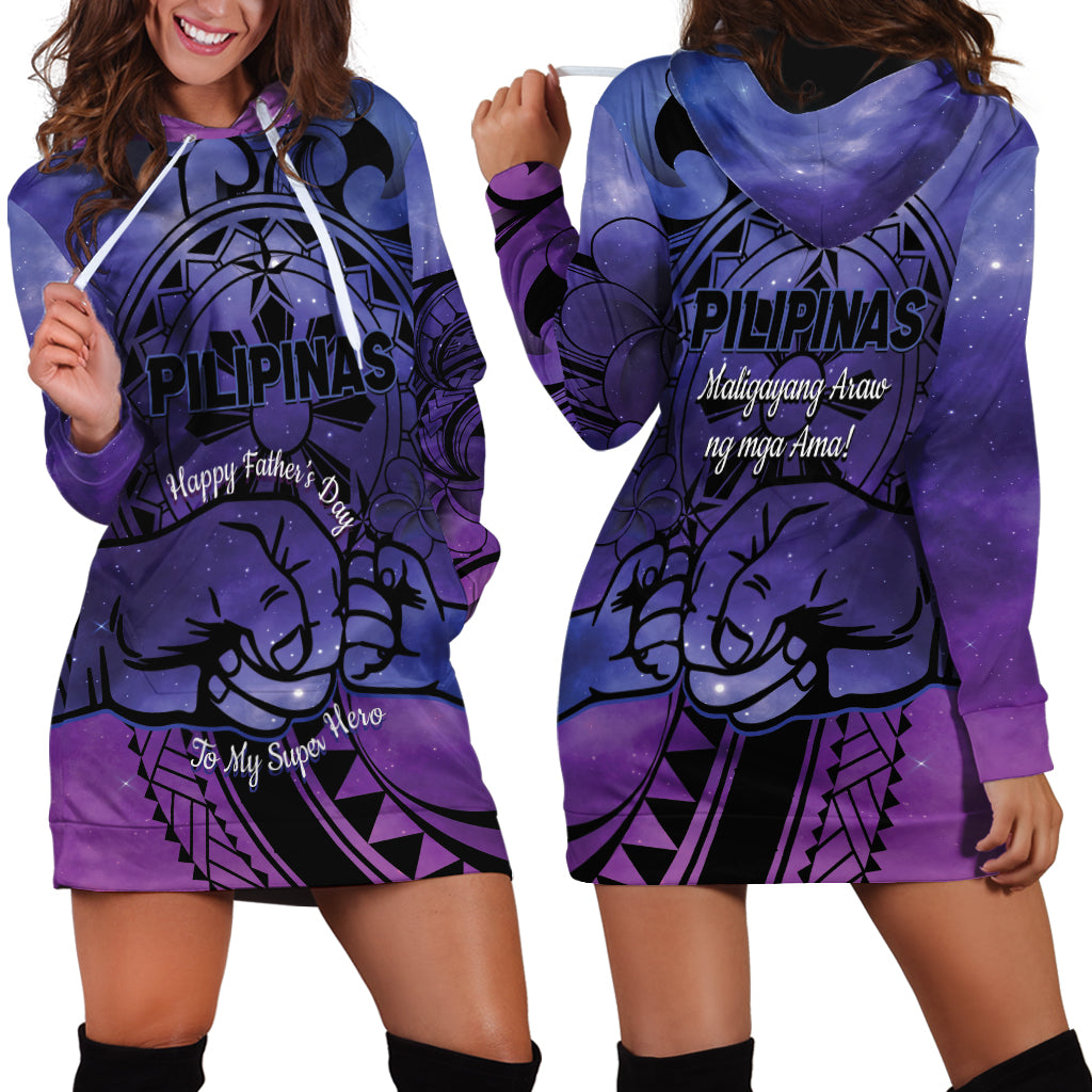 Philippines Father's Day Hoodie Dress Polynesian Tattoo Galaxy Vibes LT14 - Polynesian Pride
