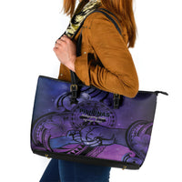 Philippines Father's Day Leather Tote Bag Polynesian Tattoo Galaxy Vibes LT14 Blue - Polynesian Pride