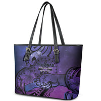 Philippines Father's Day Leather Tote Bag Polynesian Tattoo Galaxy Vibes LT14 - Polynesian Pride