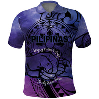 Philippines Father's Day Polo Shirt Polynesian Tattoo Galaxy Vibes LT14 Blue - Polynesian Pride