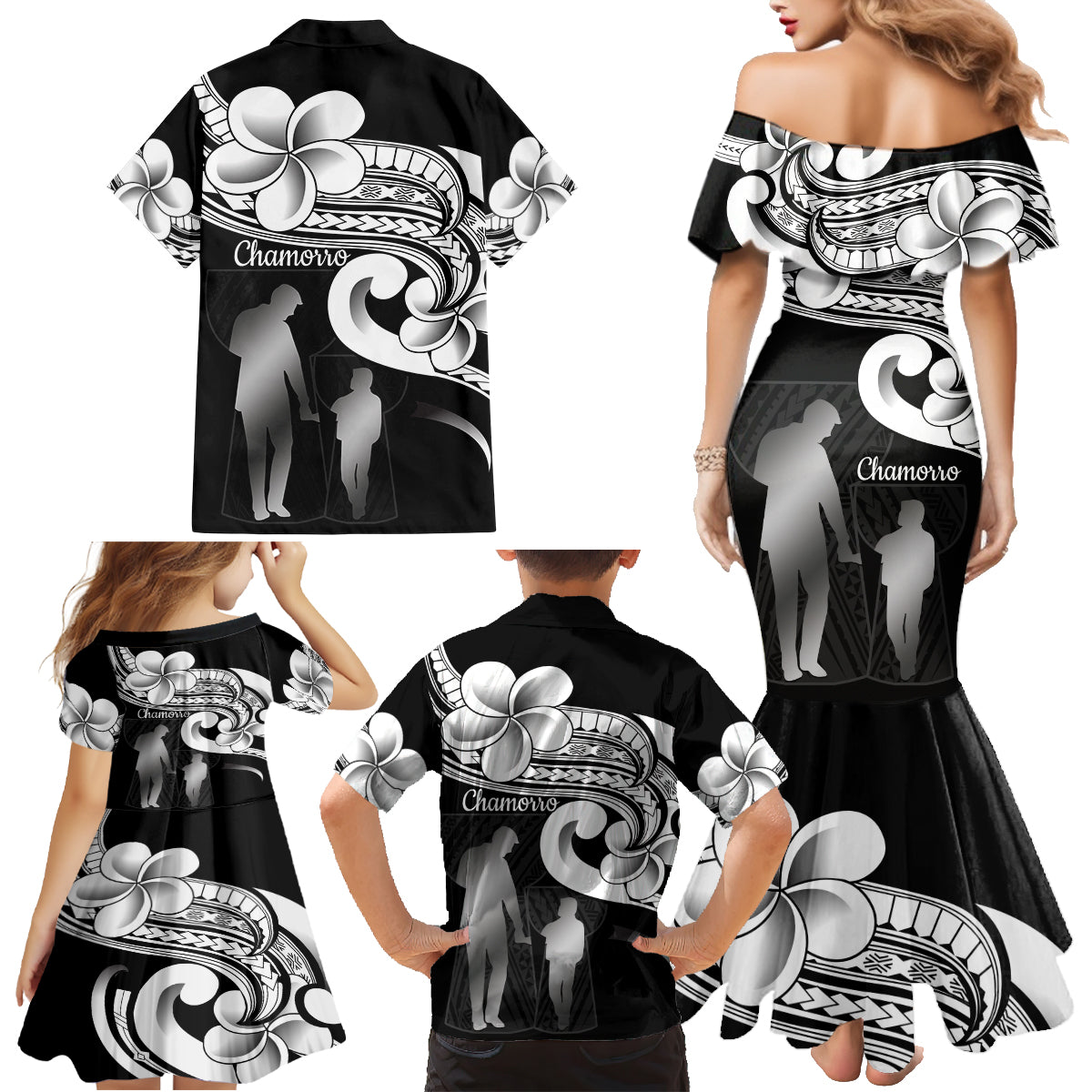 Guam Father's Day Family Matching Mermaid Dress and Hawaiian Shirt Chamorro Latte Stone Polynesian Pattern LT14 - Polynesian Pride