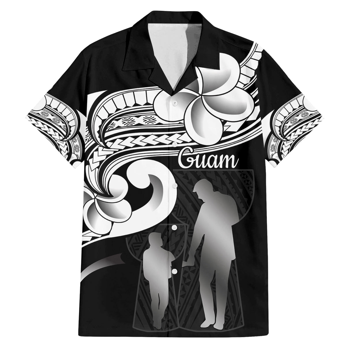 Guam Father's Day Family Matching Mermaid Dress and Hawaiian Shirt Chamorro Latte Stone Polynesian Pattern LT14 Dad's Shirt - Short Sleeve Black - Polynesian Pride