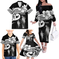 Guam Father's Day Family Matching Off The Shoulder Long Sleeve Dress and Hawaiian Shirt Chamorro Latte Stone Polynesian Pattern LT14 - Polynesian Pride