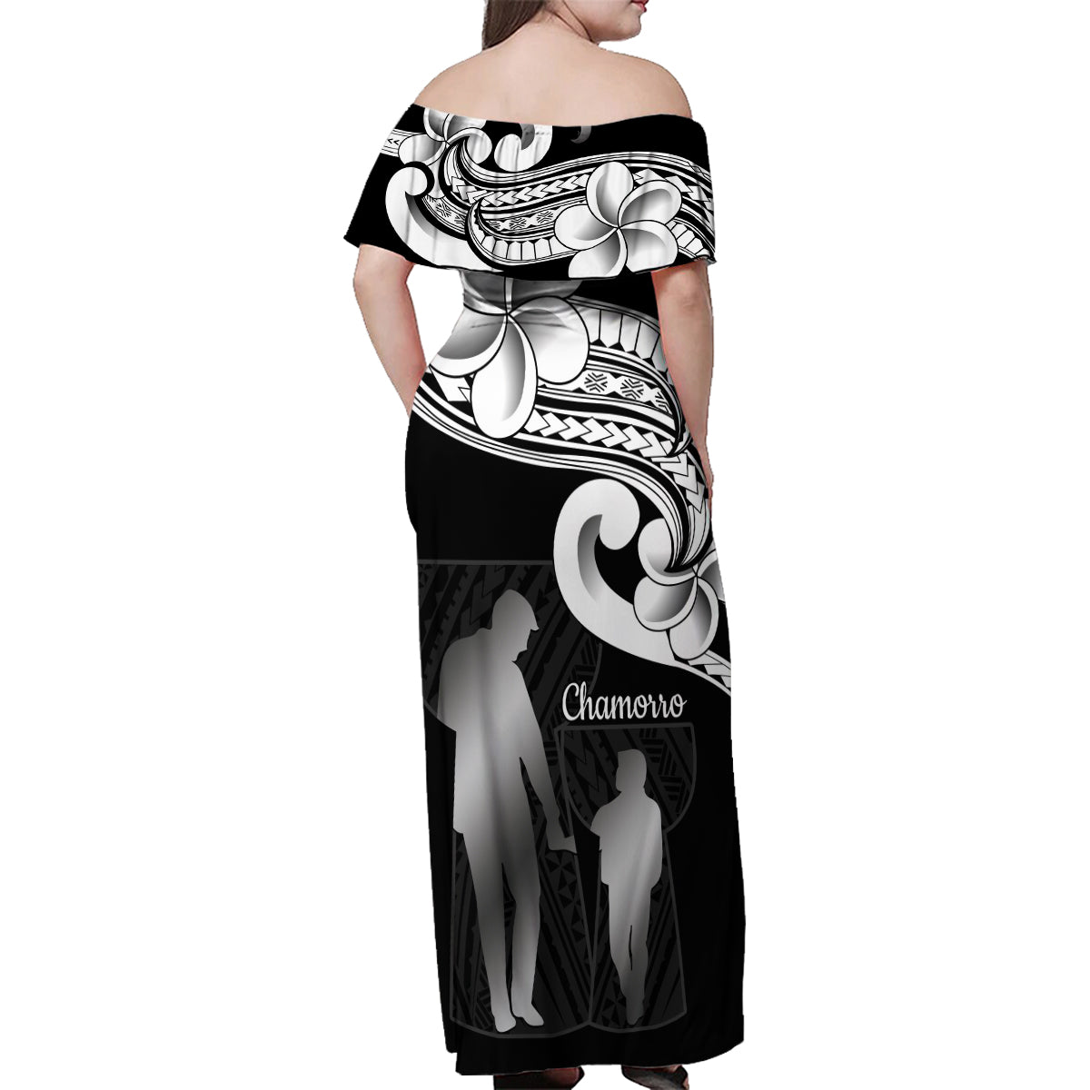 Guam Father's Day Family Matching Off Shoulder Maxi Dress and Hawaiian Shirt Chamorro Latte Stone Polynesian Pattern LT14 - Polynesian Pride