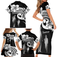 Guam Father's Day Family Matching Short Sleeve Bodycon Dress and Hawaiian Shirt Chamorro Latte Stone Polynesian Pattern LT14 - Polynesian Pride