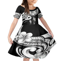Guam Father's Day Family Matching Summer Maxi Dress and Hawaiian Shirt Chamorro Latte Stone Polynesian Pattern LT14 Daughter's Dress Black - Polynesian Pride