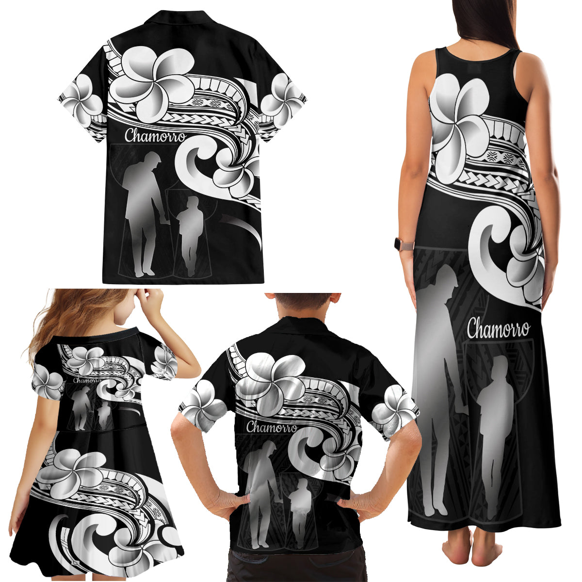 Guam Father's Day Family Matching Tank Maxi Dress and Hawaiian Shirt Chamorro Latte Stone Polynesian Pattern LT14 - Polynesian Pride