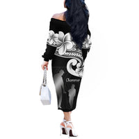 Guam Father's Day Off The Shoulder Long Sleeve Dress Chamorro Latte Stone Polynesian Pattern LT14 - Polynesian Pride