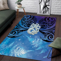 New Zealand Matariki Area Rug Aotearoa Maori New Year Manaia Galaxy Vibes LT14 Blue - Polynesian Pride