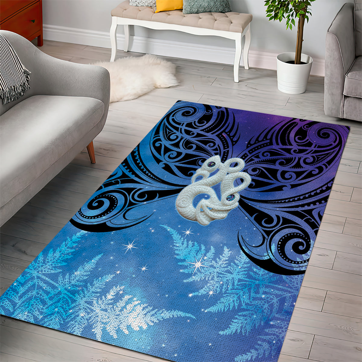 New Zealand Matariki Area Rug Aotearoa Maori New Year Manaia Galaxy Vibes LT14 - Polynesian Pride
