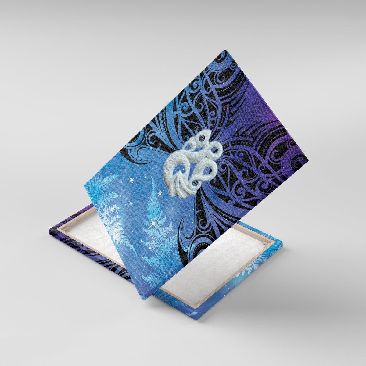 New Zealand Matariki Canvas Wall Art Aotearoa Maori New Year Manaia Galaxy Vibes LT14 With Frame Blue - Polynesian Pride