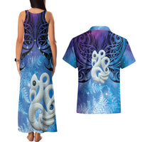 New Zealand Matariki Couples Matching Tank Maxi Dress and Hawaiian Shirt Aotearoa Maori New Year Manaia Galaxy Vibes LT14 - Polynesian Pride