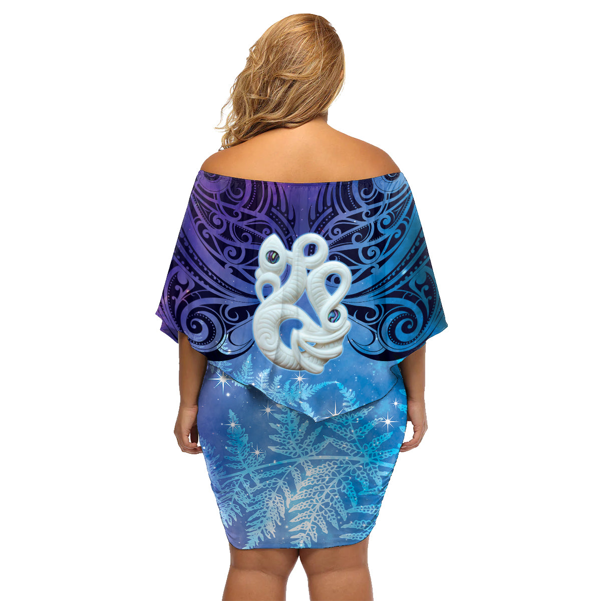 New Zealand Matariki Family Matching Off Shoulder Short Dress and Hawaiian Shirt Aotearoa Maori New Year Manaia Galaxy Vibes LT14 - Polynesian Pride