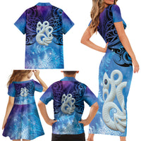 New Zealand Matariki Family Matching Short Sleeve Bodycon Dress and Hawaiian Shirt Aotearoa Maori New Year Manaia Galaxy Vibes LT14 - Polynesian Pride