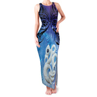 New Zealand Matariki Family Matching Tank Maxi Dress and Hawaiian Shirt Aotearoa Maori New Year Manaia Galaxy Vibes LT14 Mom's Dress Blue - Polynesian Pride
