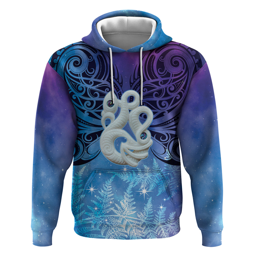 New Zealand Matariki Hoodie Aotearoa Maori New Year Manaia Galaxy Vibes LT14 Pullover Hoodie Blue - Polynesian Pride