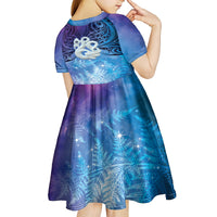 New Zealand Matariki Kid Short Sleeve Dress Aotearoa Maori New Year Manaia Galaxy Vibes LT14 - Polynesian Pride