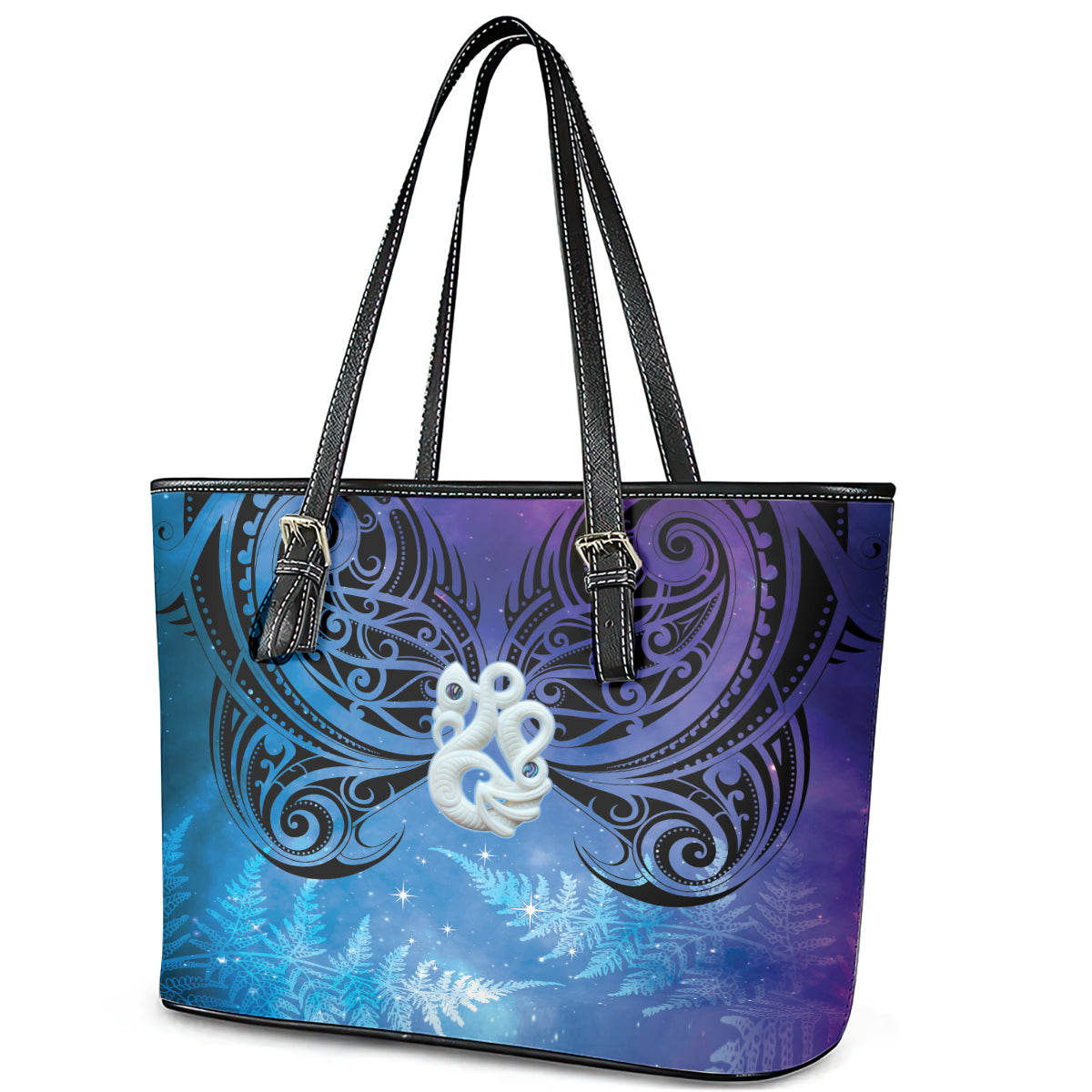 New Zealand Matariki Leather Tote Bag Aotearoa Maori New Year Manaia Galaxy Vibes LT14 - Polynesian Pride
