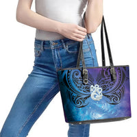 New Zealand Matariki Leather Tote Bag Aotearoa Maori New Year Manaia Galaxy Vibes LT14 - Polynesian Pride