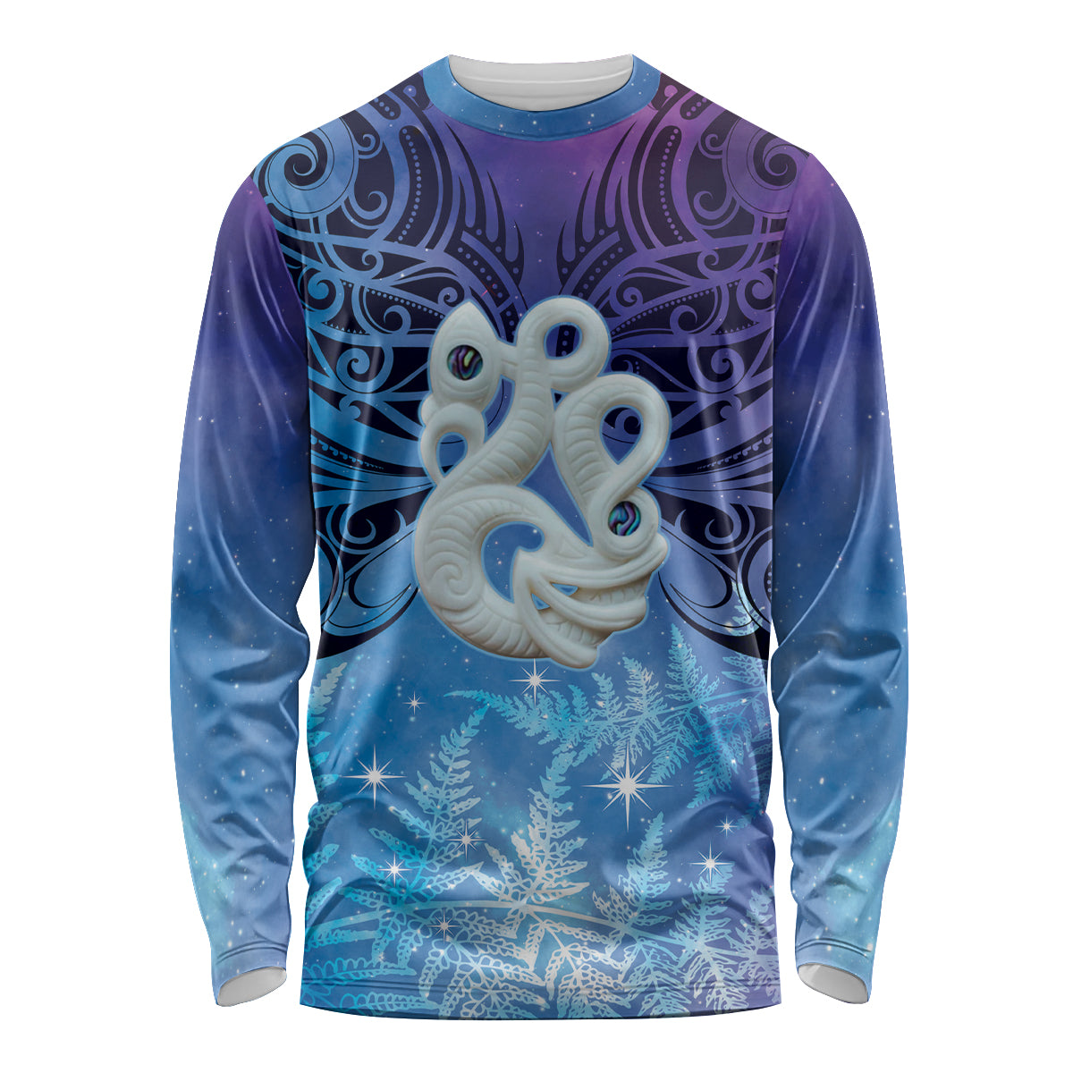 New Zealand Matariki Long Sleeve Shirt Aotearoa Maori New Year Manaia Galaxy Vibes LT14 Unisex Blue - Polynesian Pride