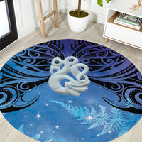 New Zealand Matariki Round Carpet Aotearoa Maori New Year Manaia Galaxy Vibes LT14 Blue - Polynesian Pride