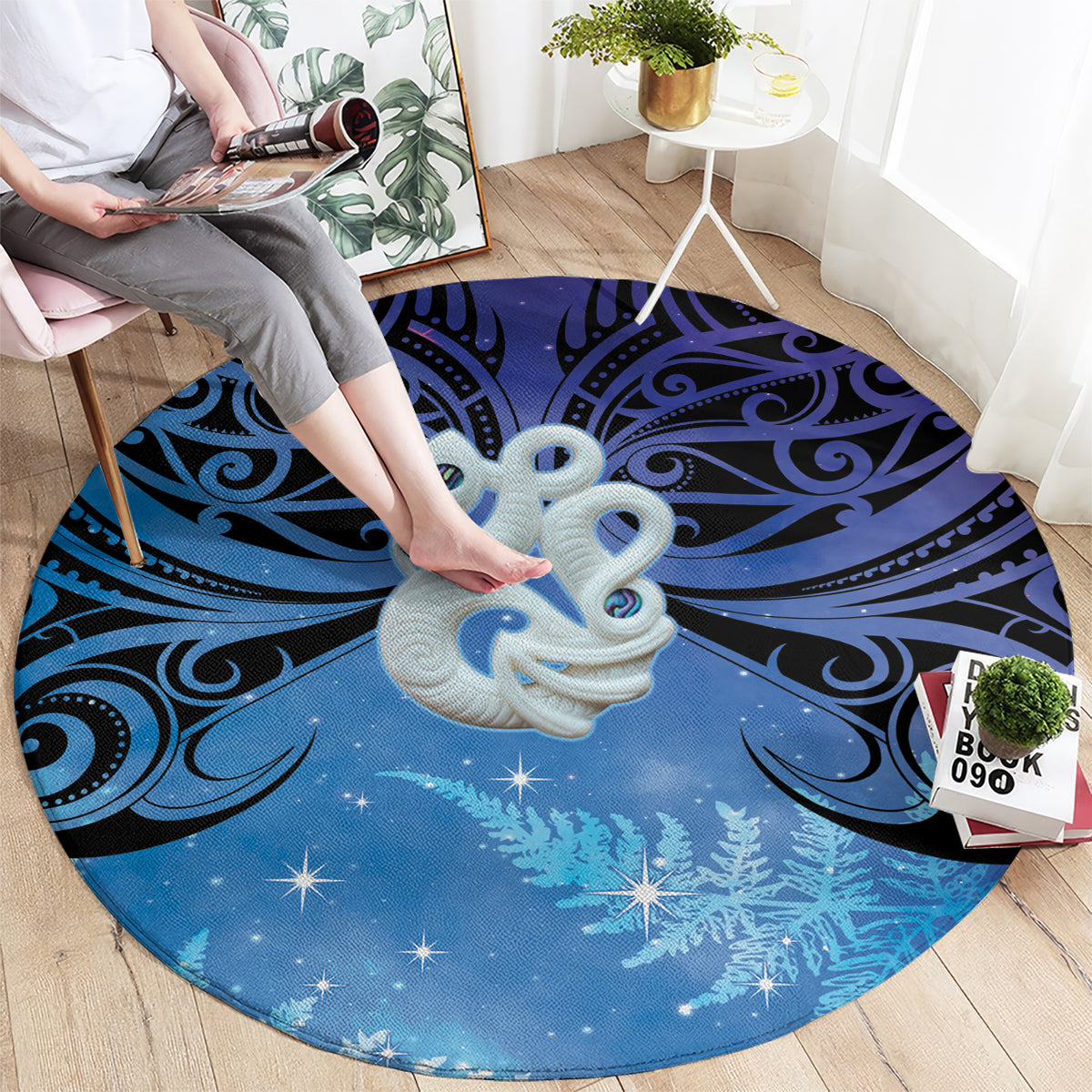 New Zealand Matariki Round Carpet Aotearoa Maori New Year Manaia Galaxy Vibes LT14 - Polynesian Pride