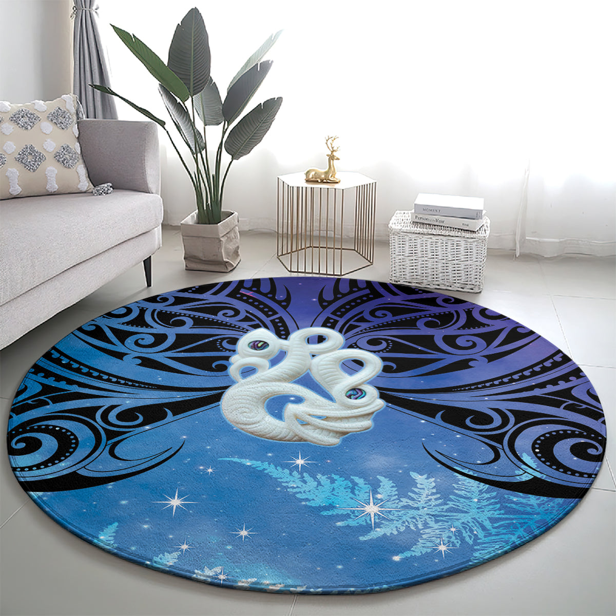 New Zealand Matariki Round Carpet Aotearoa Maori New Year Manaia Galaxy Vibes LT14 - Polynesian Pride