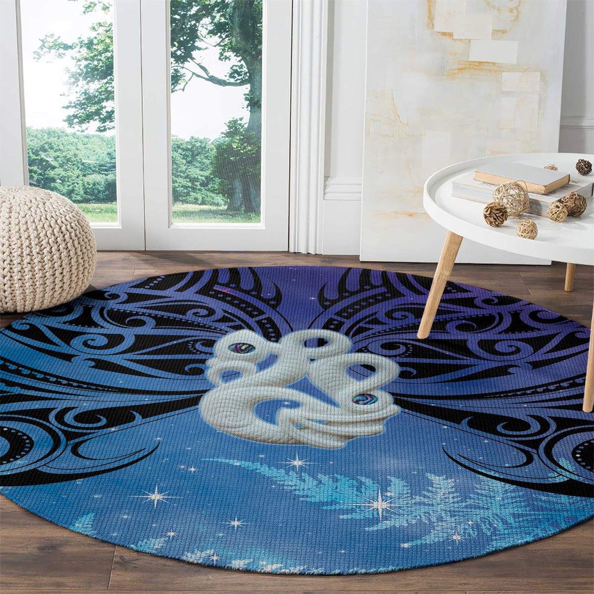New Zealand Matariki Round Carpet Aotearoa Maori New Year Manaia Galaxy Vibes LT14 - Polynesian Pride
