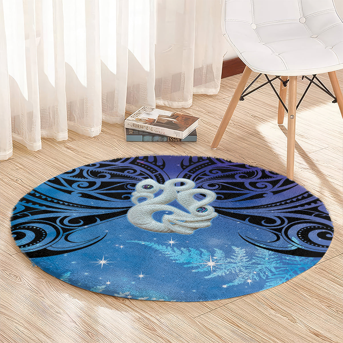 New Zealand Matariki Round Carpet Aotearoa Maori New Year Manaia Galaxy Vibes LT14 - Polynesian Pride