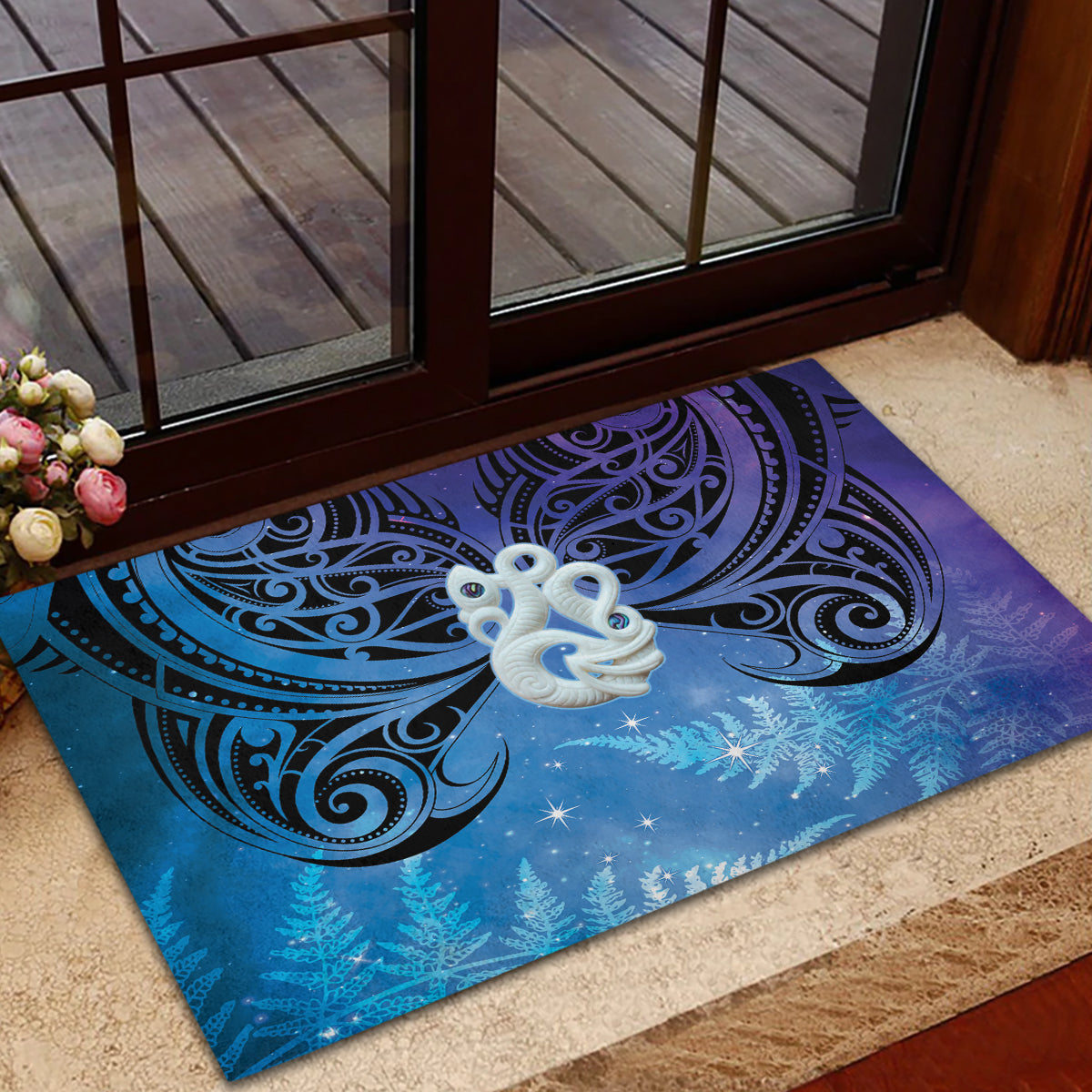 New Zealand Matariki Rubber Doormat Aotearoa Maori New Year Manaia Galaxy Vibes LT14 - Polynesian Pride