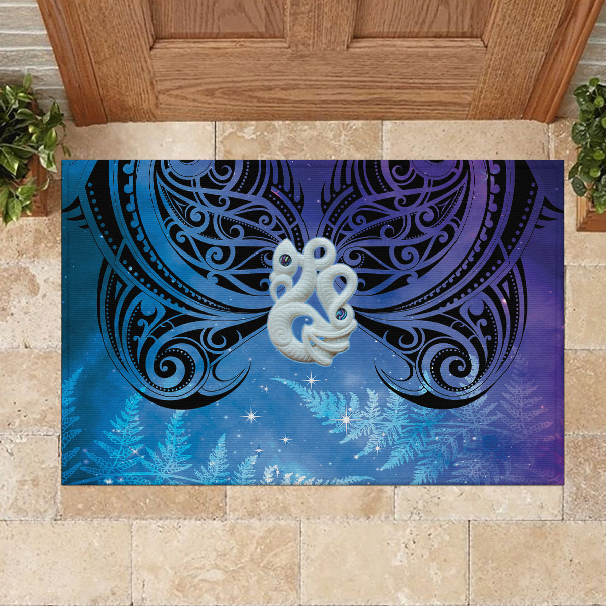 New Zealand Matariki Rubber Doormat Aotearoa Maori New Year Manaia Galaxy Vibes LT14 - Polynesian Pride